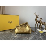 Fendi First Small Leather bag Gold wrinkle High