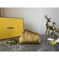 Fendi First Small Leather bag Gold wrinkle High