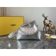 Fendi First Medium Leather Bag Silver wrinkle High