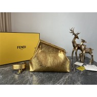 Fendi First Medium Leather Bag Camel wrinkle High