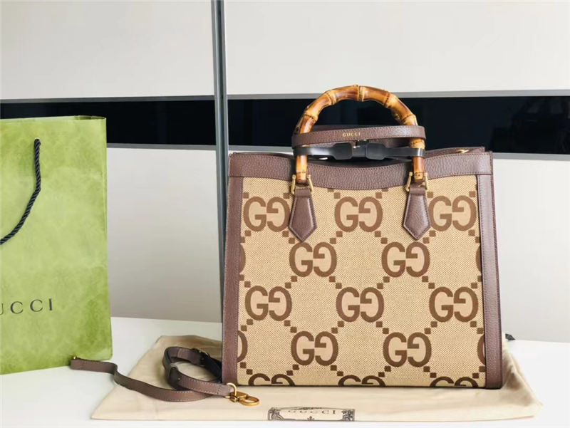 Gucci Diana jumbo GG medium tote bag 655658 Camel and ebony jumbo GG canvas High