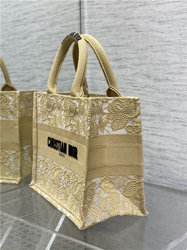 SMALL Dior BOOK TOTE D-Lace Embroidery with Macramé Effect High