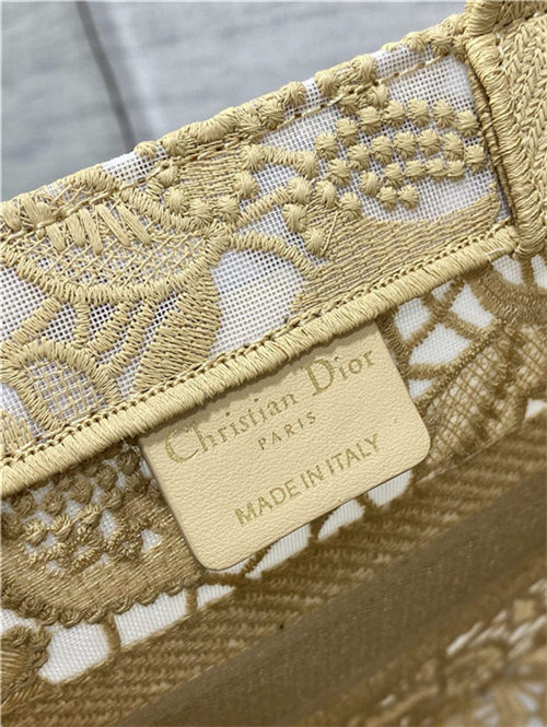 SMALL Dior BOOK TOTE D-Lace Embroidery with Macramé Effect High