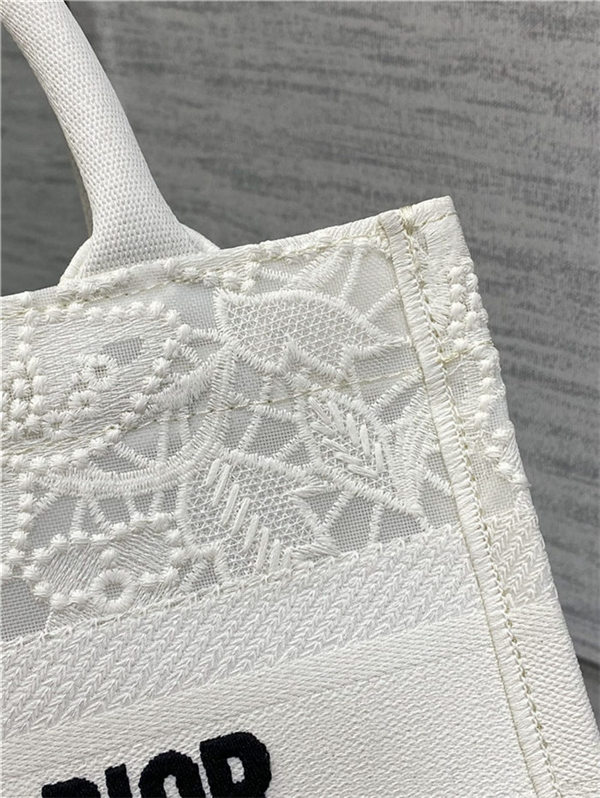 SMALL Dior BOOK TOTE D-Lace Embroidery with Macramé Effect High