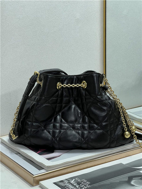 DIOR AMMI MEDIUM BAG Supple Macrocannage Lambskin Black High