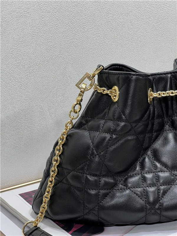 DIOR AMMI MEDIUM BAG Supple Macrocannage Lambskin Black High