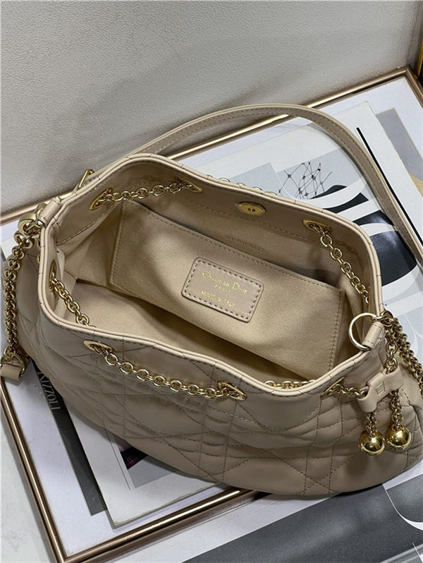 DIOR AMMI MEDIUM BAG Supple Macrocannage Lambskin Sand Pink High