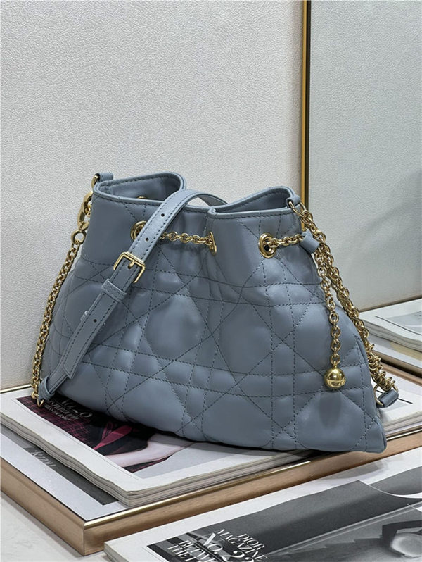 DIOR AMMI MEDIUM BAG Supple Macrocannage Lambskin Blue High