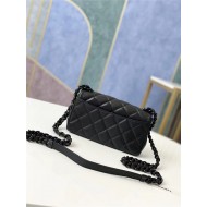 Mini Flap Bag Grained Calfskin Black Black A