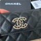 Chanel FLAP CARD HOLDER Grained Calfskin & Gold-Tone Metal AP2735 High