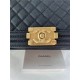 BOY Chanel HANDBAG Grained Calfskin Black Matt-Gold Metal High