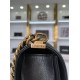 BOY Chanel HANDBAG Grained Calfskin Black Anti-Gold Metal High