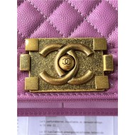 BOY Chanel HANDBAG Grained Calfskin Purple Anti-Gold Metal High