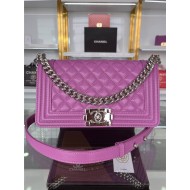 BOY Chanel HANDBAG Grained Calfskin Purple Silver Metal High