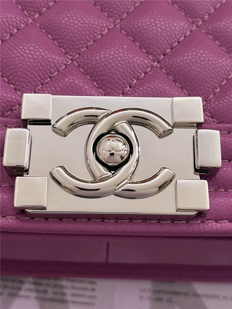 BOY Chanel HANDBAG Grained Calfskin Purple Silver Metal High