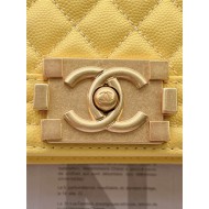 BOY Chanel HANDBAG Grained Calfskin Yellow Matt-Gold Metal High