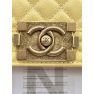 BOY Chanel HANDBAG Grained Calfskin Yellow Anti-Gold Metal High