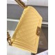 BOY Chanel HANDBAG Grained Calfskin Yellow Anti-Gold Metal High