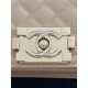 BOY Chanel HANDBAG Grained Calfskin Beige Gold Metal High