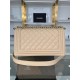 BOY Chanel HANDBAG Grained Calfskin Beige Gold Metal High