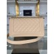 BOY Chanel HANDBAG Grained Calfskin Beige Matt-Gold Metal High