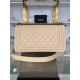 BOY Chanel HANDBAG Grained Calfskin Beige Anti-Gold Metal High