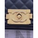 BOY Chanel HANDBAG Grained Calfskin Navy Blue Gold Metal High