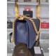 BOY Chanel HANDBAG Grained Calfskin Navy Blue Matt-Gold Metal High