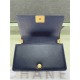 BOY Chanel HANDBAG Grained Calfskin Navy Blue Matt-Gold Metal High