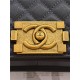 BOY Chanel HANDBAG Grained Calfskin Navy Blue Anti-Gold Metal High