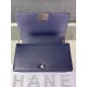 BOY Chanel HANDBAG Grained Calfskin Navy Blue Anti-Silver Metal High