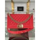 BOY Chanel HANDBAG Grained Calfskin Red Gold Metal High