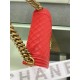 BOY Chanel HANDBAG Grained Calfskin Red Anti-Gold Metal High