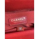 BOY Chanel HANDBAG Grained Calfskin Red Anti-Gold Metal High