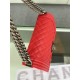 BOY Chanel HANDBAG Grained Calfskin Red Anti-Silver Metal High