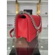 BOY Chanel HANDBAG Grained Calfskin Red Silver Metal High