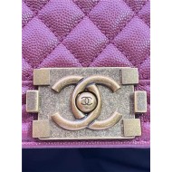 BOY Chanel HANDBAG Grained Calfskin Wine Anti-Gold Metal High