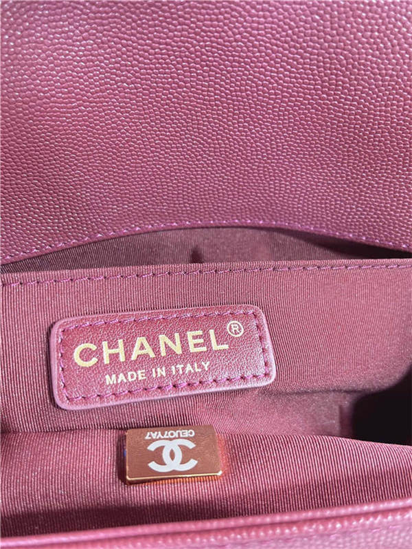 BOY Chanel HANDBAG Grained Calfskin Wine Anti-Gold Metal High