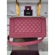 BOY Chanel HANDBAG Grained Calfskin Wine Silver Metal High