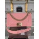 BOY Chanel HANDBAG Grained Calfskin Pink Gold Metal High