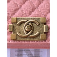 BOY Chanel HANDBAG Grained Calfskin Pink Anti-Gold Metal High