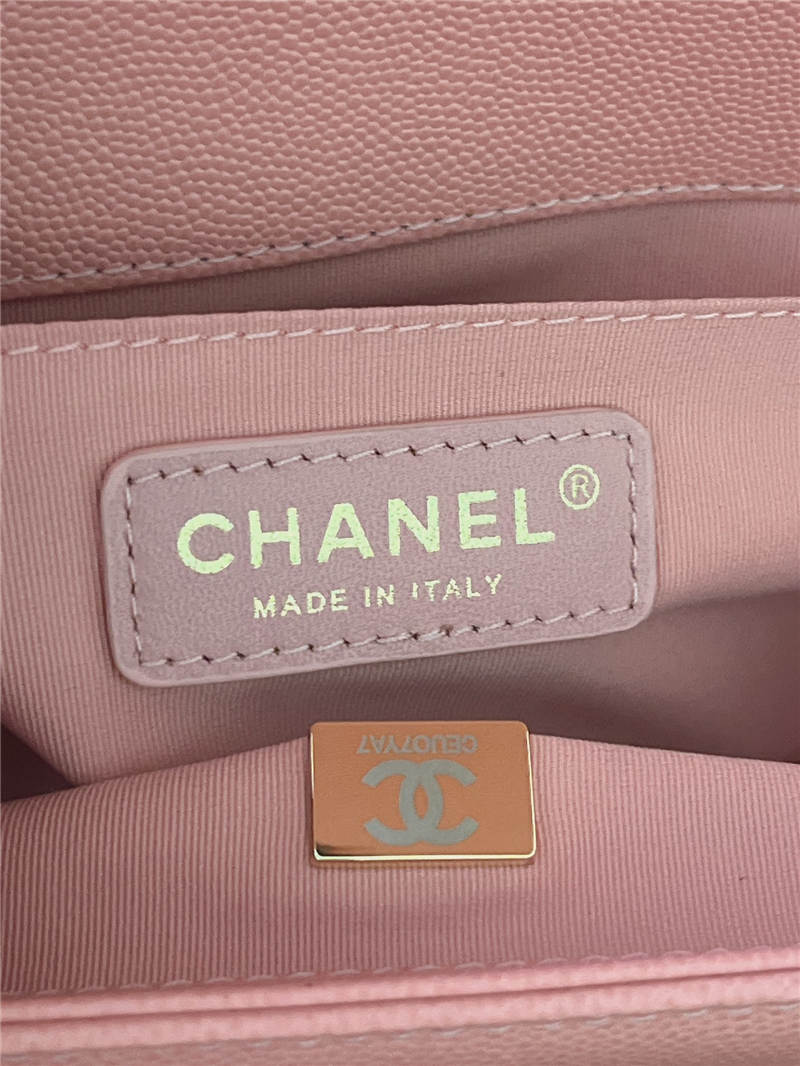 BOY Chanel HANDBAG Grained Calfskin Pink Anti-Gold Metal High