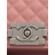 BOY Chanel HANDBAG Grained Calfskin Pink Silver Metal High