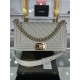 BOY Chanel HANDBAG Grained Calfskin Grey Gold Metal High