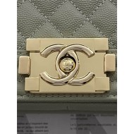 BOY Chanel HANDBAG Grained Calfskin Grey Gold Metal High