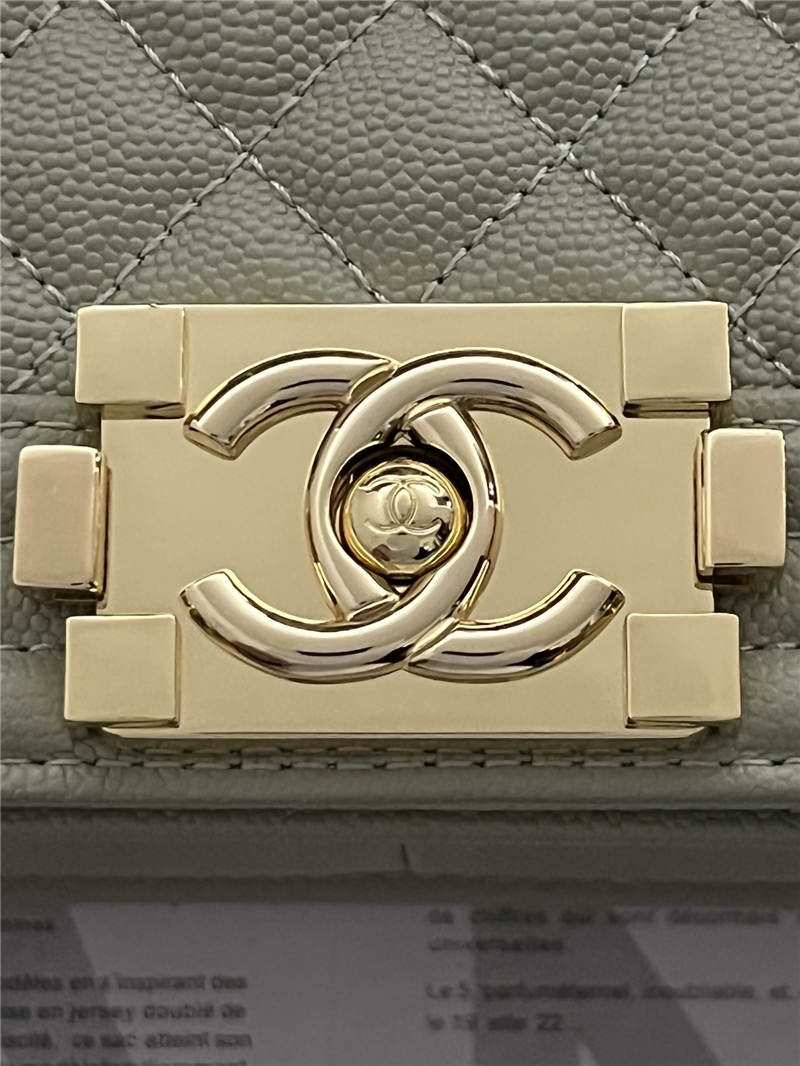 BOY Chanel HANDBAG Grained Calfskin Grey Gold Metal High