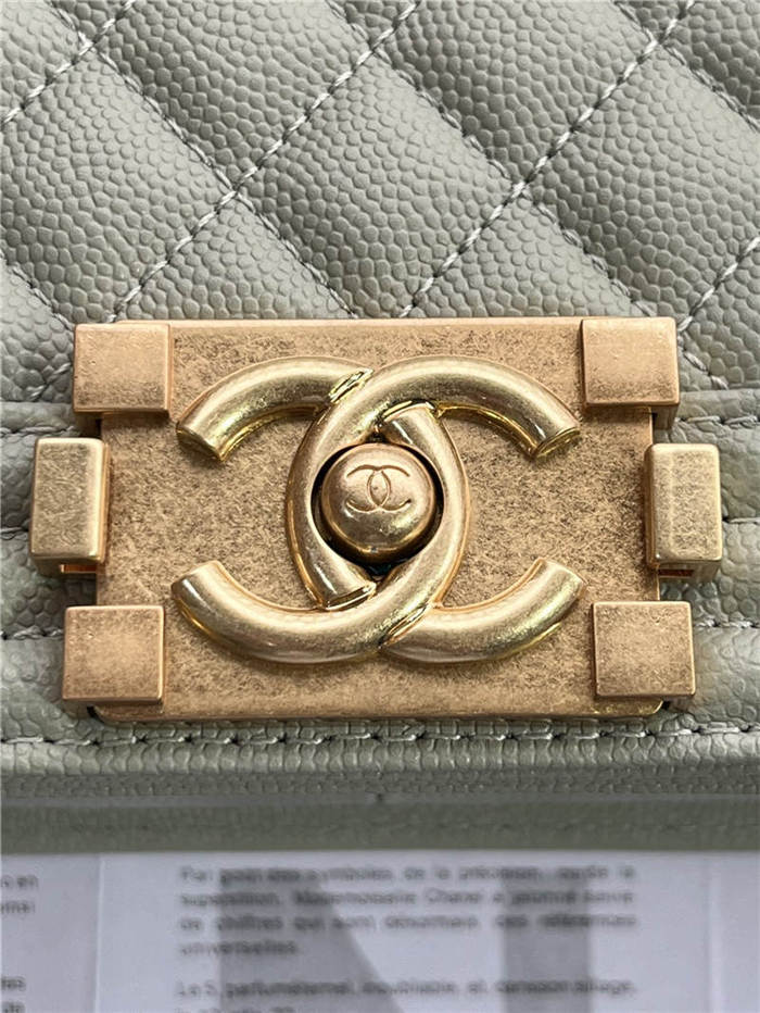 BOY Chanel HANDBAG Grained Calfskin Grey Matt-Gold Metal High