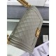 BOY Chanel HANDBAG Grained Calfskin Grey Matt-Gold Metal High