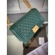 BOY Chanel HANDBAG Grained Calfskin Green Matt-Gold Metal High