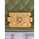 BOY Chanel HANDBAG Grained Calfskin Olive Matt-Gold Metal High